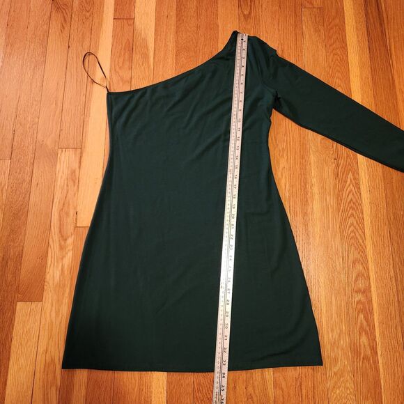 Reformation Yara Eco Cinch Mini Dress, One Shoulder, Forest Green, Sz XL - Picture 8 of 11